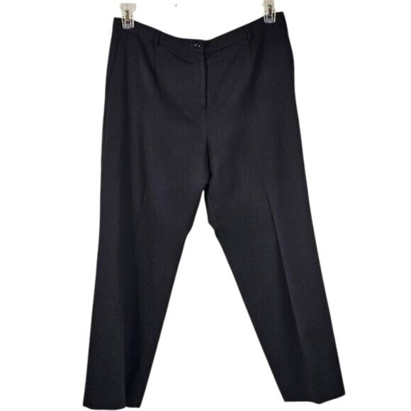 Pendleton 100% Virgin Wool Trousers Sz 16 Black Straight High Waist Quiet Luxury - Picture 1 of 10